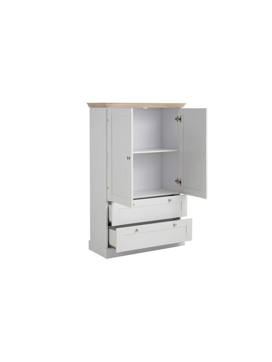 Double Door Wardrobe White, Light Oak 84x35x130cm