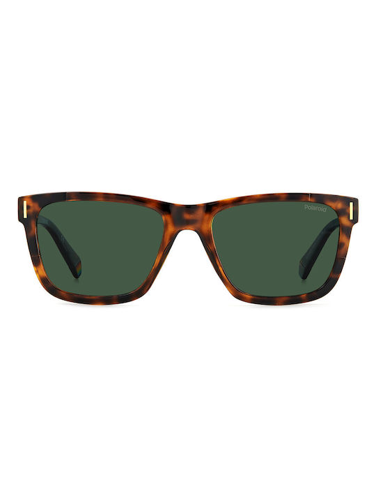 Polaroid Men's Sunglasses with Brown Tartaruga Plastic Frame and Green Polarized Lens PLD6186/S 086/F4