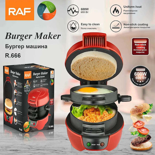 Aparat pentru Mini Burgeri R.666 600w Roșu