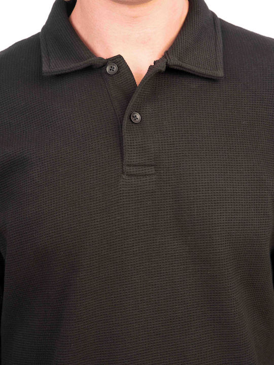 Long Sleeve Black Polo Shirt