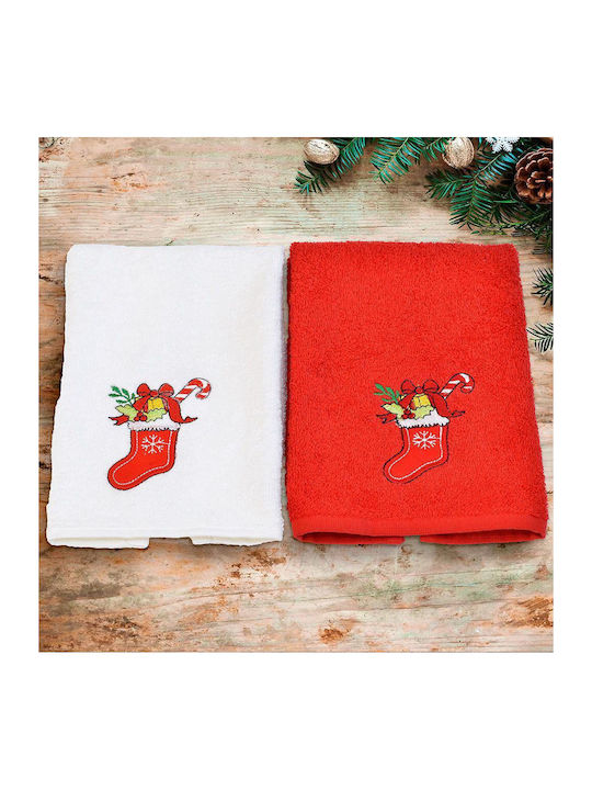 Lino Home Set Christmas Towels Fabric Multicolored L50xW30cm. 2pcs