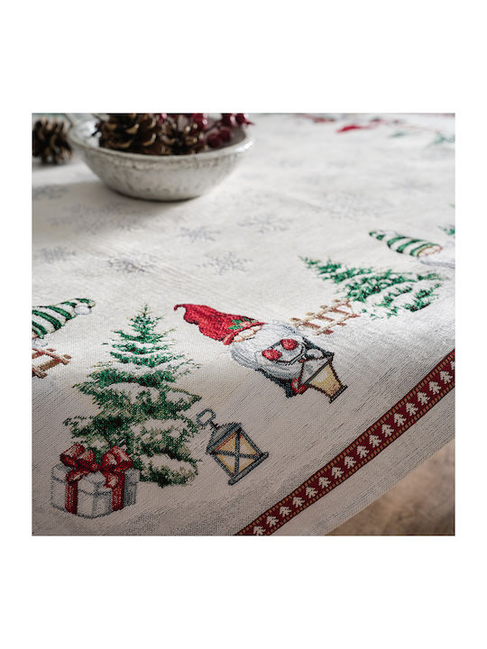 Gofis Home Christmas Tablecloth Metallic White L135xW135cm.