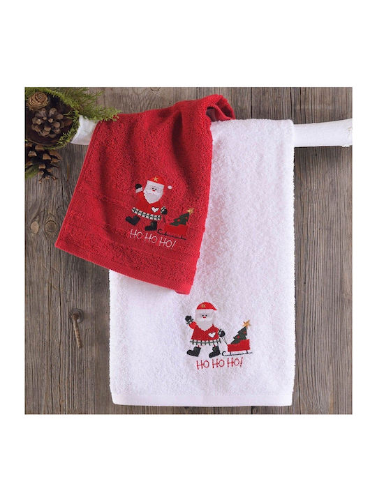 Rythmos Terry Set Christmas Towels Fabric Red L50xW30xD2cm. 2pcs