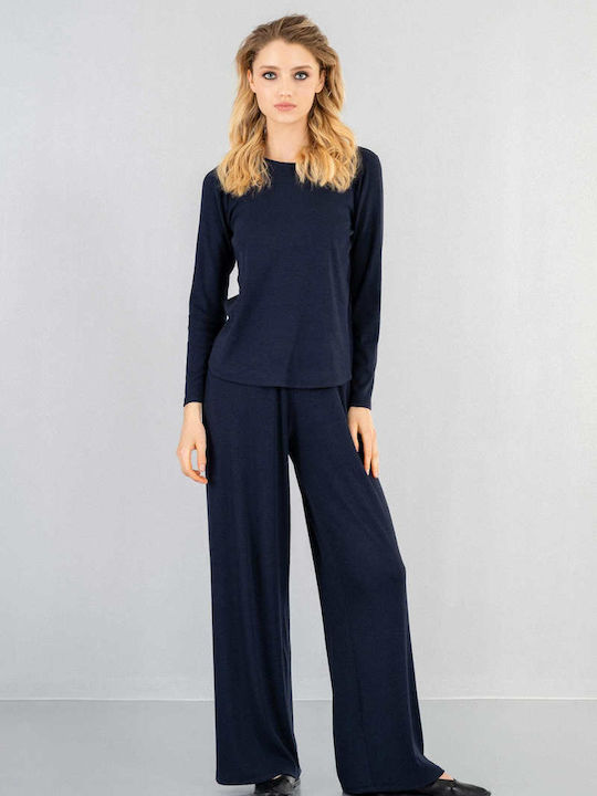 Philosophy Wear Women's High-waisted Cotton Trousers with Elastic Black