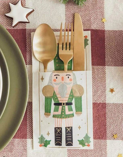 PartyDeco Weihnachtsservietten mit Nussknackern 6 Stück PartyDeco Weihnachtsservietten mit Nussknackern 6 Stück