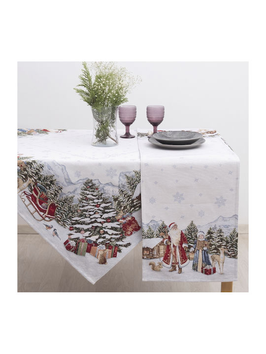 Dimeco Christmas Tablecloth Square Fabric Gray L100xW100cm.