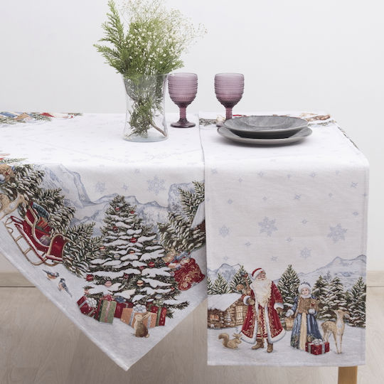 Dimeco Christmas Tablecloth Square Fabric Gray L100xW100cm.