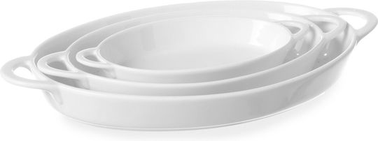 Oval Baking Dish Handles 165x105x30mm White Porcelain Hendi 784006