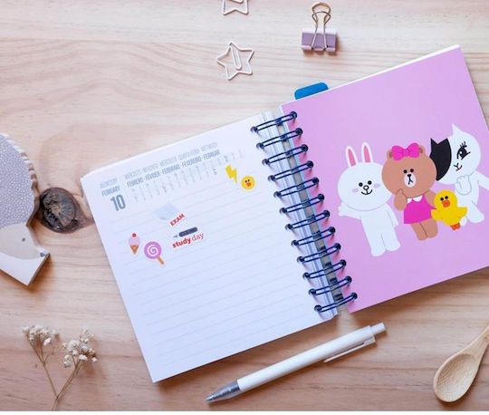 Line Friends Ημερήσια Ατζέντα Σπιράλ 14x16εκ.