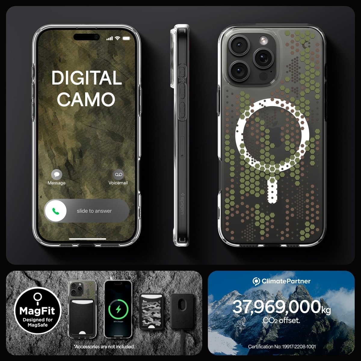 Spigen Cover Per IPhone 15 Pro Ultra Hybrid MagFit Con MagSafe - Digital Camo - Custodia Trasparente Con Magneti E Protezione Anturto - 4