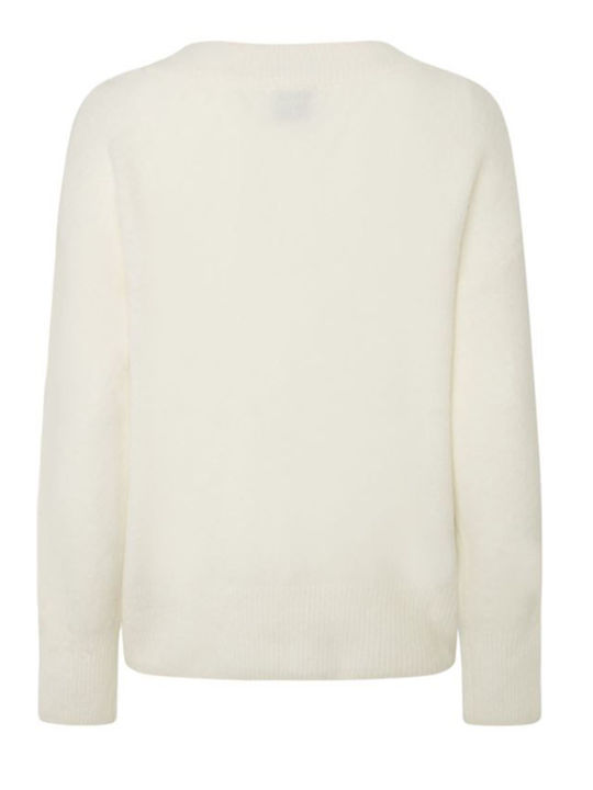 Pepe Jeans Women's Sweater with V Neckline Ecru