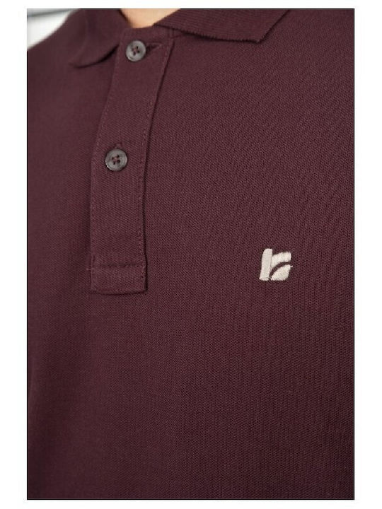 Rebase Polo Long Sleeve Blouse Burgundy