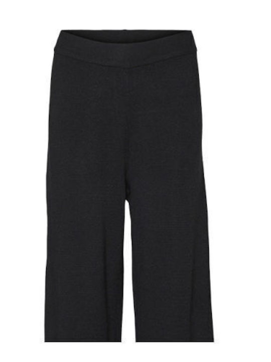 Vero Moda Women's Fabric Trousers with Elastic in Wide Line Black