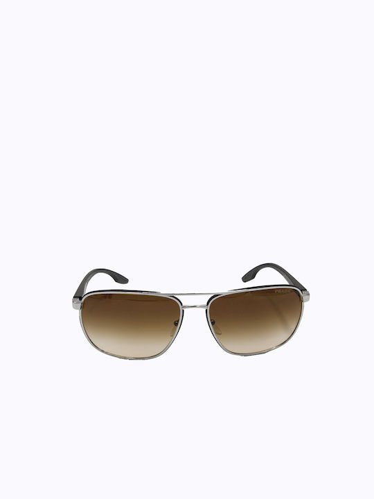 Prada Men's Sunglasses with Silver Metal Frame and Brown Gradient Mirror Lens PRSPS50 5AV02P