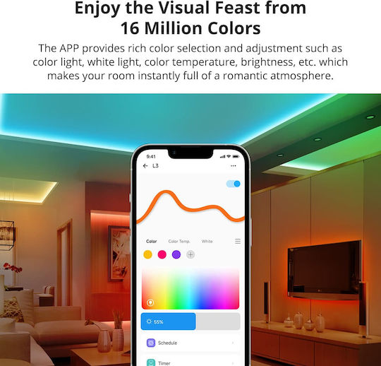 GloboStar Smart Ταινία LED Wi-Fi 5V RGB Φως 5m Τύπου SMD5050