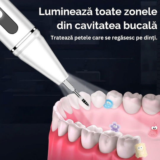 Dispozitiv de Curățare a Dinților Birai Aparat Vizual de Curățare a Dinților Profesional Curățare Smart cu Ultrasunete Cameră HD Încărcare Wireless Cablu Tip C 3 Moduri de Lucru Baterie Reîncărcabilă