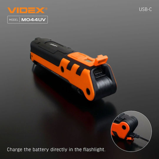 Videx Επαναφορτιζόμενος Φακός LED IP68 με Μέγιστη Φωτεινότητα 400lm