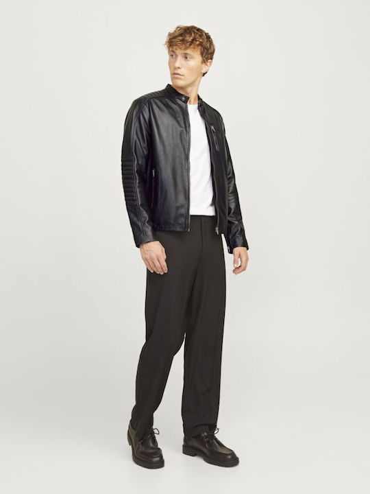 Geacă de Piele Biker Negru