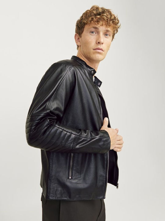 Geacă de Piele Biker Negru