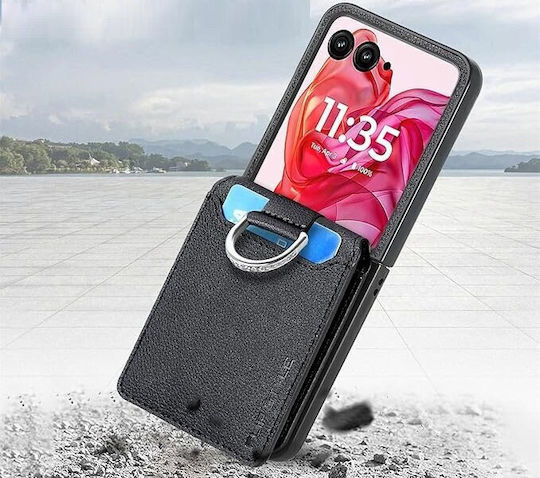 Umschlag Rückseite Leder / Synthetisches Leder Schwarz (Razr 50 Ultra)