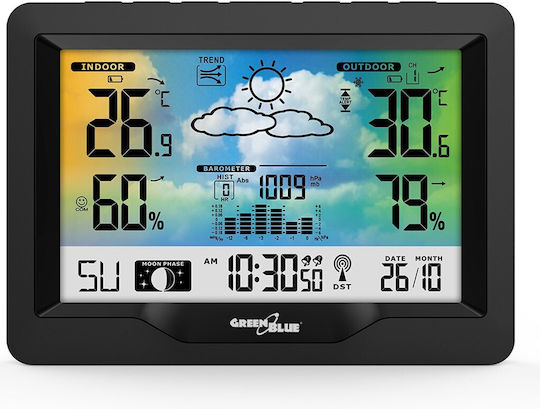 Green Blue GB540N Wireless Digital Weather Station Tabletop Black