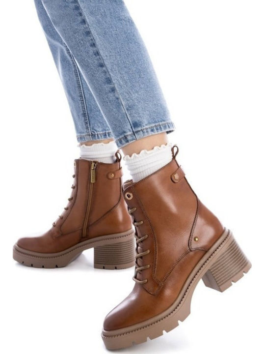 Leder Stiefeletten Damen Braun