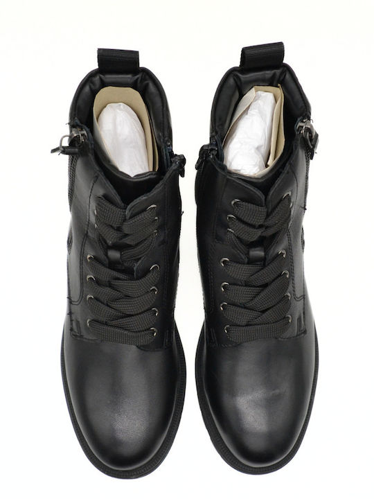 Leder Stiefeletten Damen Schwarz