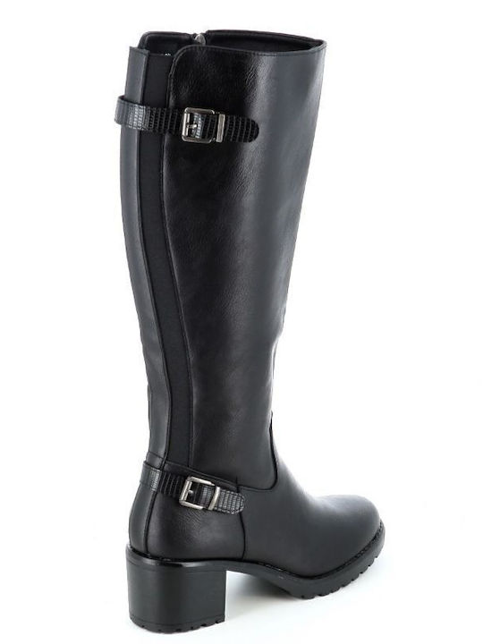 Anatomic Synthetic Leather Medium Heel Women's Boots with Rubber / Zipper Black