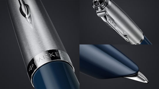 Parker Πένα Γραφής Fine Μπλε από Ατσάλι με Μπλε Μελάνι