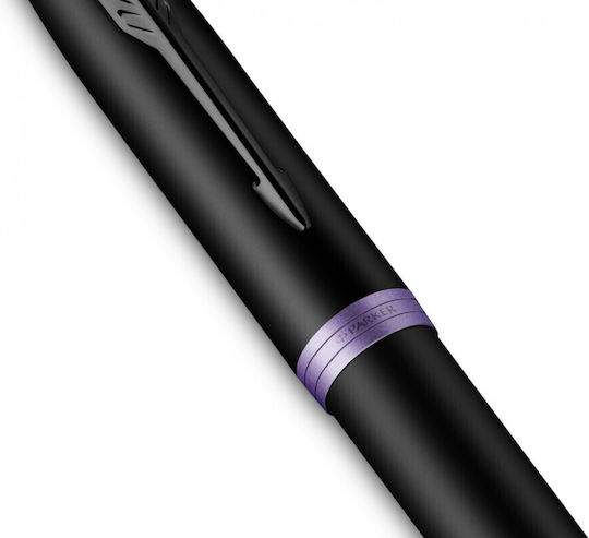 Parker Im Vibrant Rings Füllfederhalter Medium Lila aus Messing mit Blau Tintenfarbe