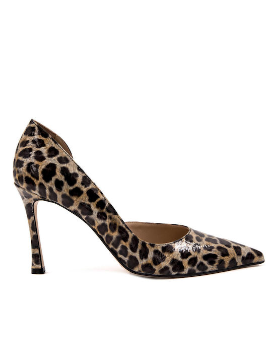 Mourtzi Brown Heels Animal Print