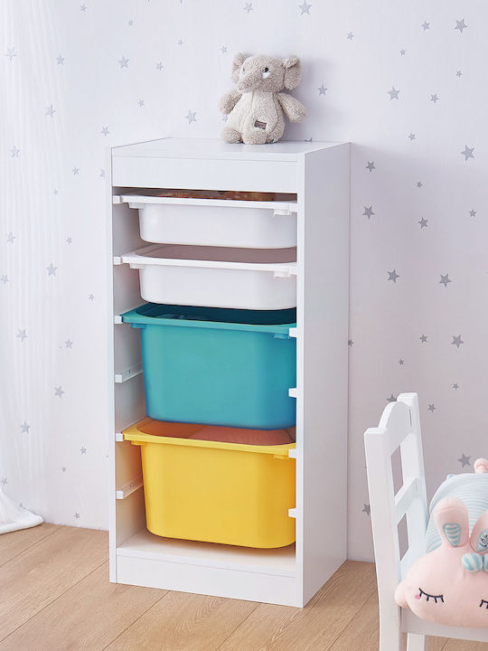 Система за съхранение на играчки Бял 40.8x30x90.3см 1бр