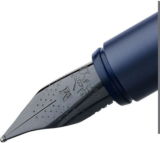Faber-Castell Writing Pen Fine Blue made of Aluminum with Blue Ink