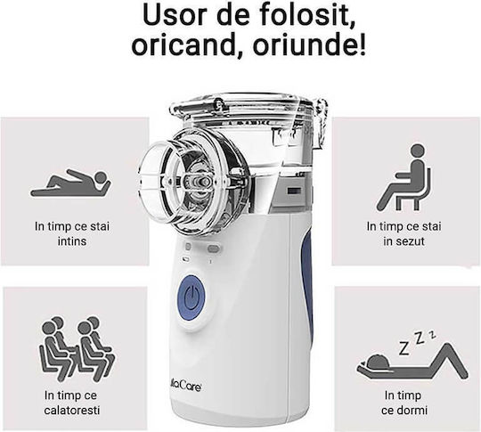 Edman Home Aerosol Device Nebulizer Portable Clinically Validated Ultrasonic Batteries Plug Adapter Mesh Technology Accessories Storage Kit Super Silent Blue-white