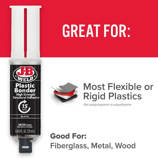 J-B WELD Plasticbonder™ Syringe Εποξική Πάστα Κόλλας Πλαστικών 2 Συστατικών Μαύρη 25ml