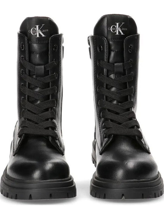 Kinderstiefel mit Schnürsenkeln Schwarz