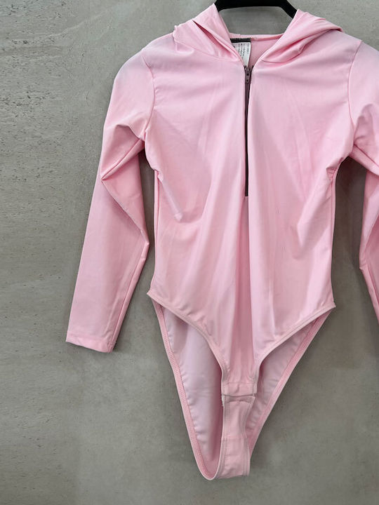 Illusion Rt Long Sleeve Bodysuit Pink