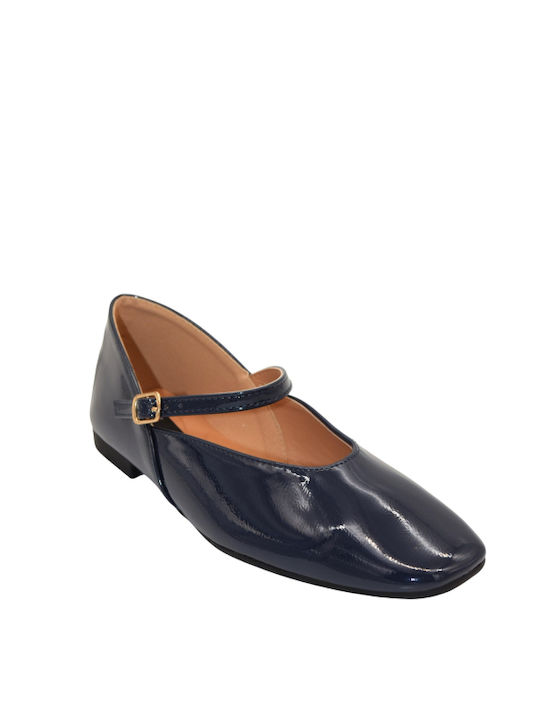 Morena Spain Damen Ballerinas aus Lackleder in Blau Farbe