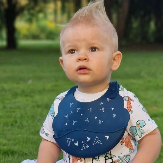 Babyono Αδιάβροχη Σαλιάρα Σιλικόνης με Τσέπη για 6 m+
