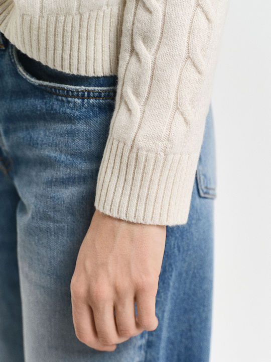 Women's Long Sleeve Sweater Woolen Ecru