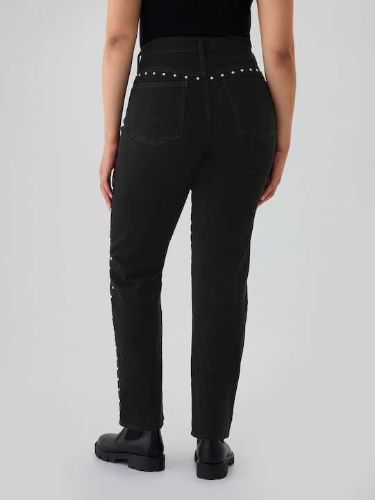 '90s Hoch tailliert Damenjeans in Gerader Linie Black
