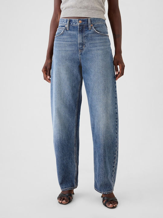 Hoch tailliert Damenjeans in Konischer Linie Medium Indigo