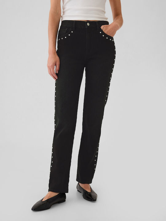 '90s Hoch tailliert Damenjeans in Gerader Linie Black