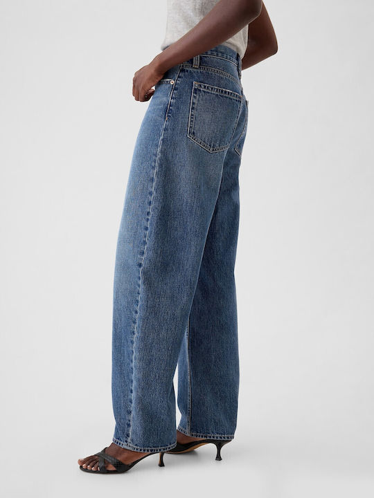 Hoch tailliert Damenjeans in Konischer Linie Medium Indigo