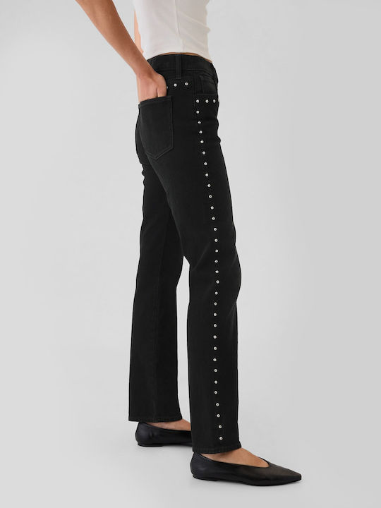 '90s Hoch tailliert Damenjeans in Gerader Linie Black