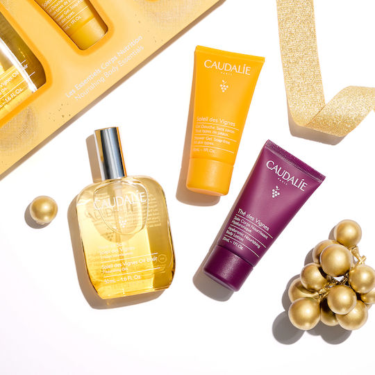 Caudalie Soleil des Vignes Skin Care Set for Brightening, Body Cleaning & Moisturizing 3pcs