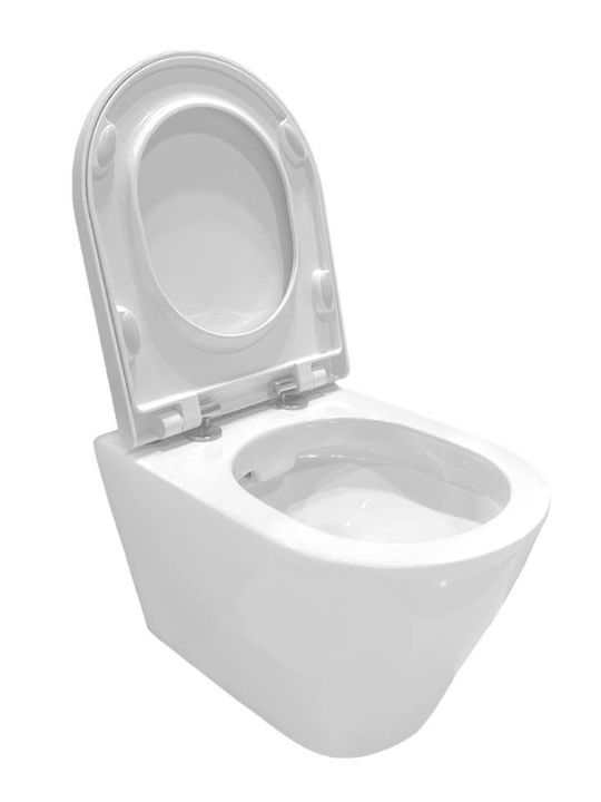Rak Ceramics Resort Λεκάνη Κρεμαστή Rimless με Καζανάκι με Κάλυμμα Duroplast Soft Close Λευκή
