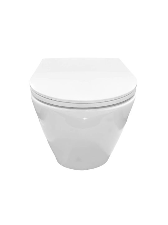 Rak Ceramics Resort Λεκάνη Κρεμαστή Rimless με Καζανάκι με Κάλυμμα Duroplast Soft Close Λευκή