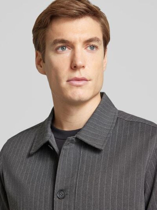 Overshirt Gri Mânecă Lungă