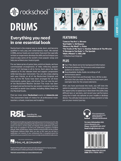 RSL Rockschool Drums, Book 1 & Online Audio (2024) Παρτιτούρα για Ντραμς